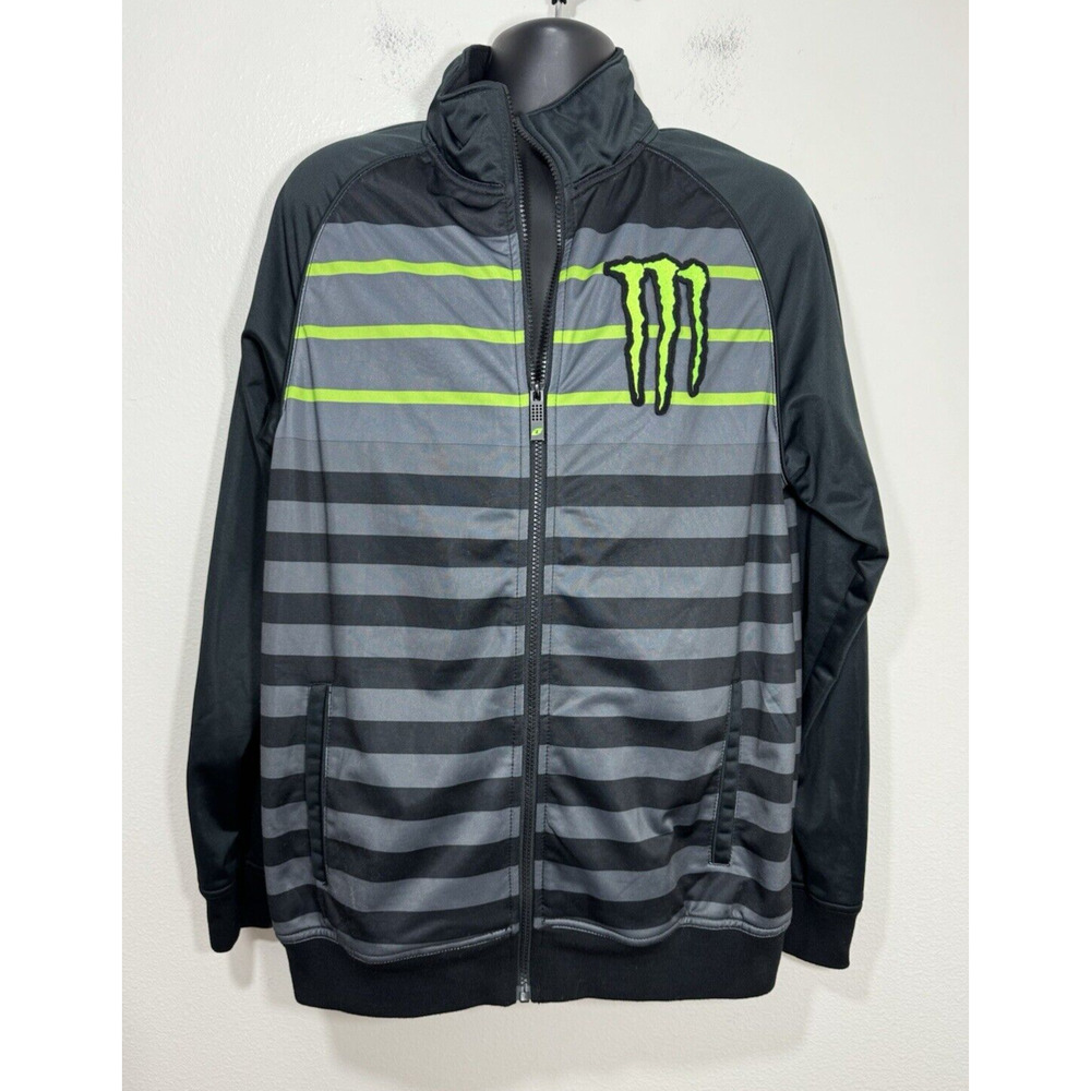 Y2K MONSTER ENERGY Full Zip Jacket Mens Large Black Vintage X-GAMES Sports